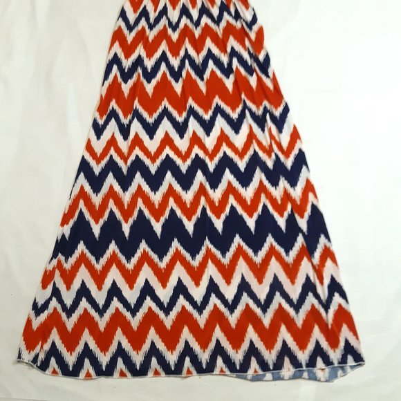 West Loop Size Large Red White Blue Print Maxi Dress NWT - Picture 7 of 15